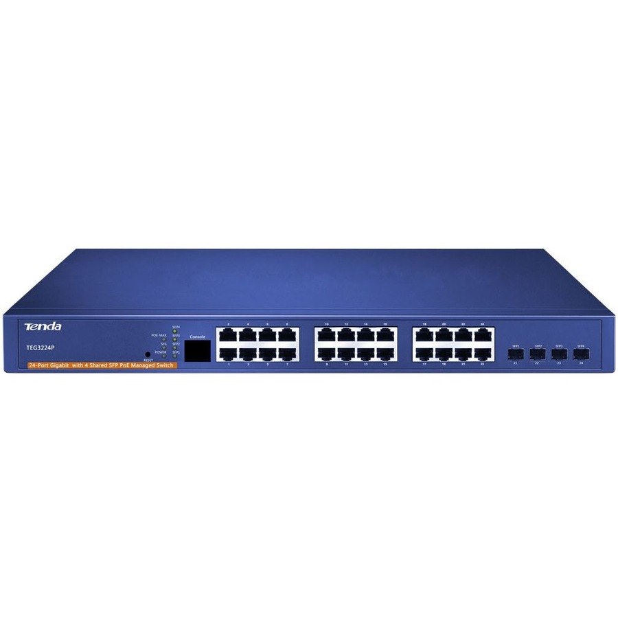 Tenda TEG3224P 24-Port 10/100/1000 w/ 4 Shared SFP POE Managed Switch