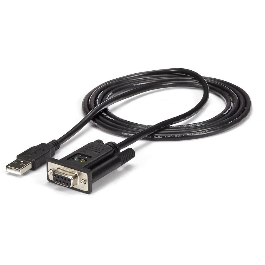 StarTech.com 6ft (1.8m) 1-Port USB to Serial RS232 Adapter, FTDI DB9 Serial DCE Adapter Cable, Null Modem, USB 2.0 - TAA