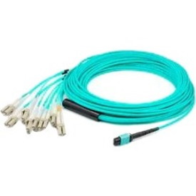 AddOn 5m MPO/UPC to 4xLC/UPC Duplex Aqua OM4 LSZH 8-Strand Fiber Fanout Cable