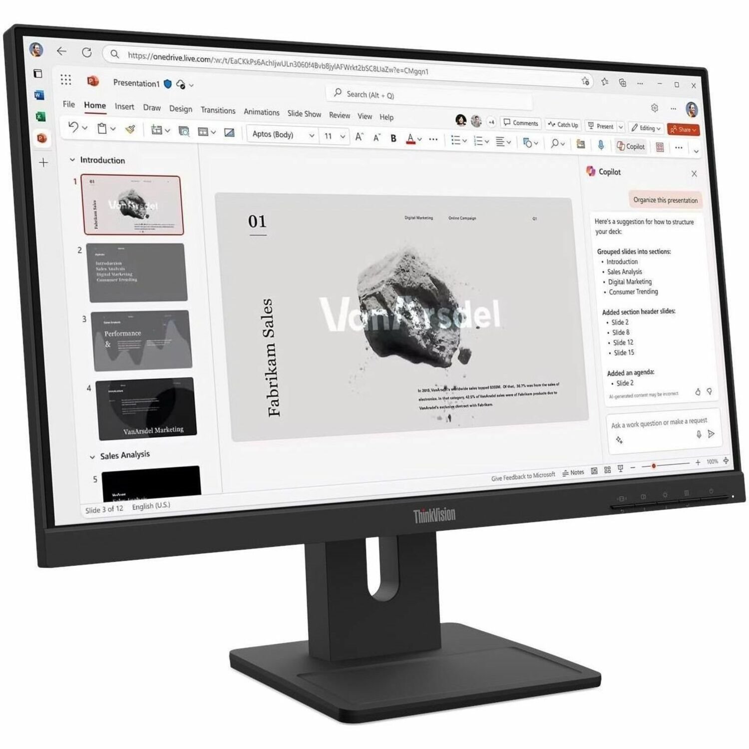 Lenovo ThinkVision E22-40 22" Class Full HD LED Monitor - 16:9 - Raven Black