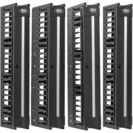 Eaton Tripp Lite Series High-Capacity Vertical Cable Manager - Deep Double Finger Duct with Cover, Double Sided, 6 in. Wide, Black, 7 ft. (2.2 m)