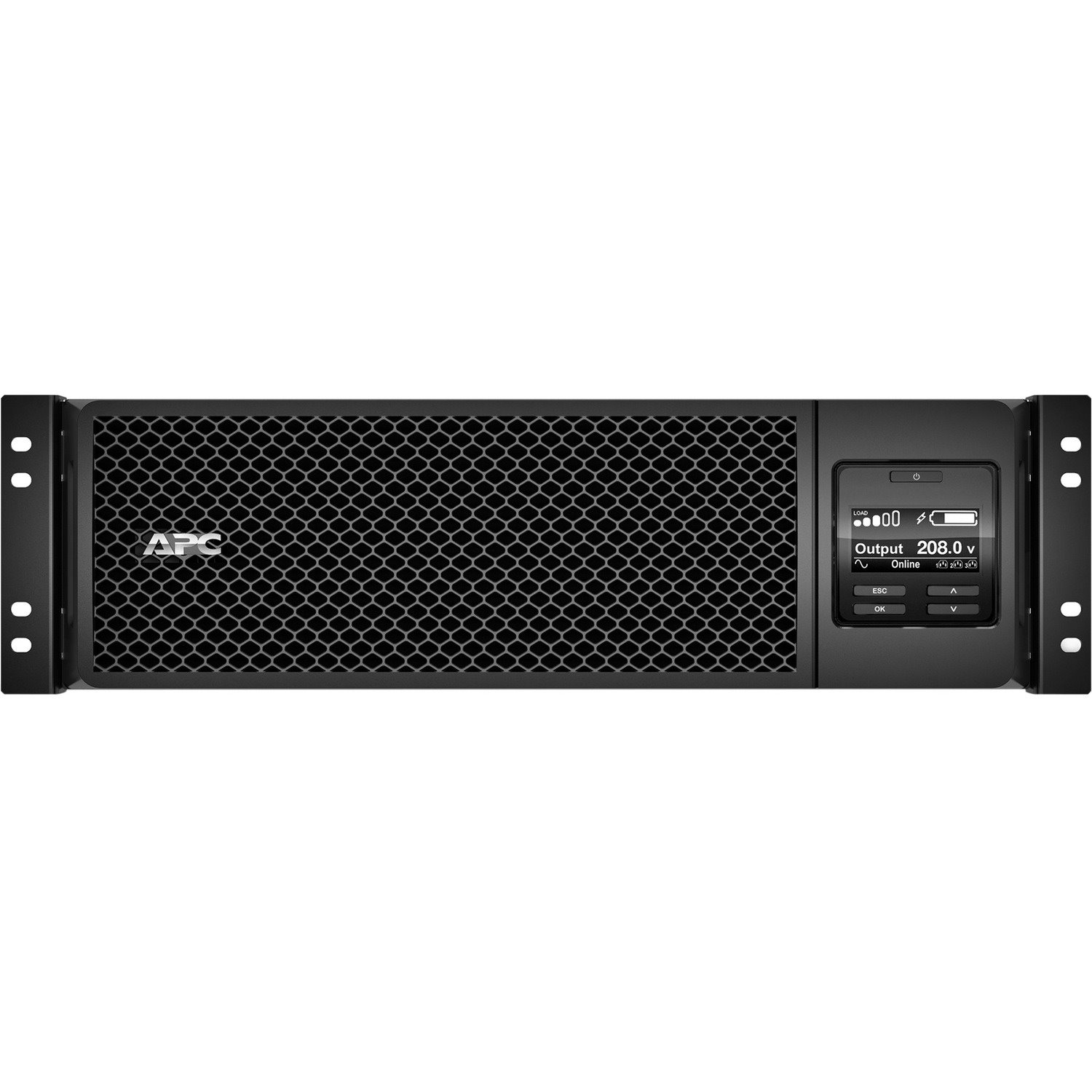 APC Smart-UPS On-Line, 5kVA, Rackmount 3U, 208V, 4x C13+4x C19 IEC outlets, Network Card+SmartSlot, Extended runtime, W/ rail kit