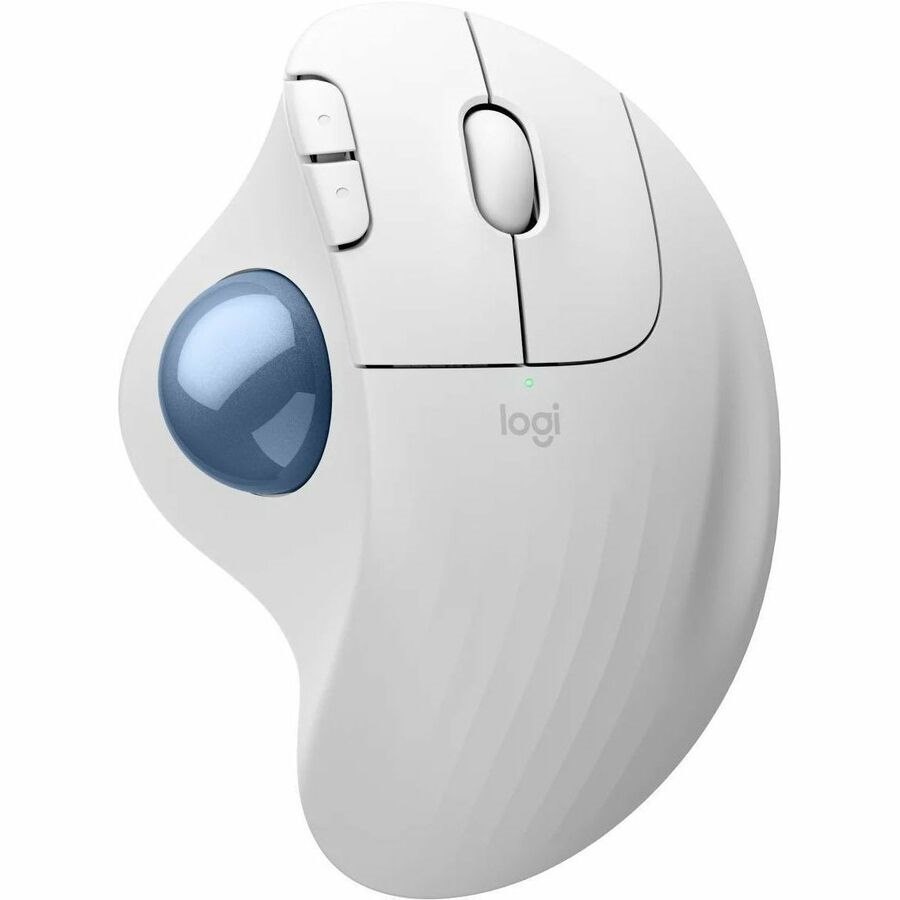Logitech ERGO M575S Trackball - Bluetooth/Radio Frequency - USB Type A - Optical - 5 Button(s) - 3 Programmable Button(s) - Off White, Blue