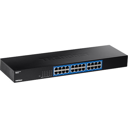 TRENDnet 24-Port Gigabit Switch, TEG-S25, 24 x Gigabit RJ-45 Ports, 48Gbps Switching Capacity, Fanless Design, Metal Enclosure, Internal Power Supply, Lifetime Protection, Black