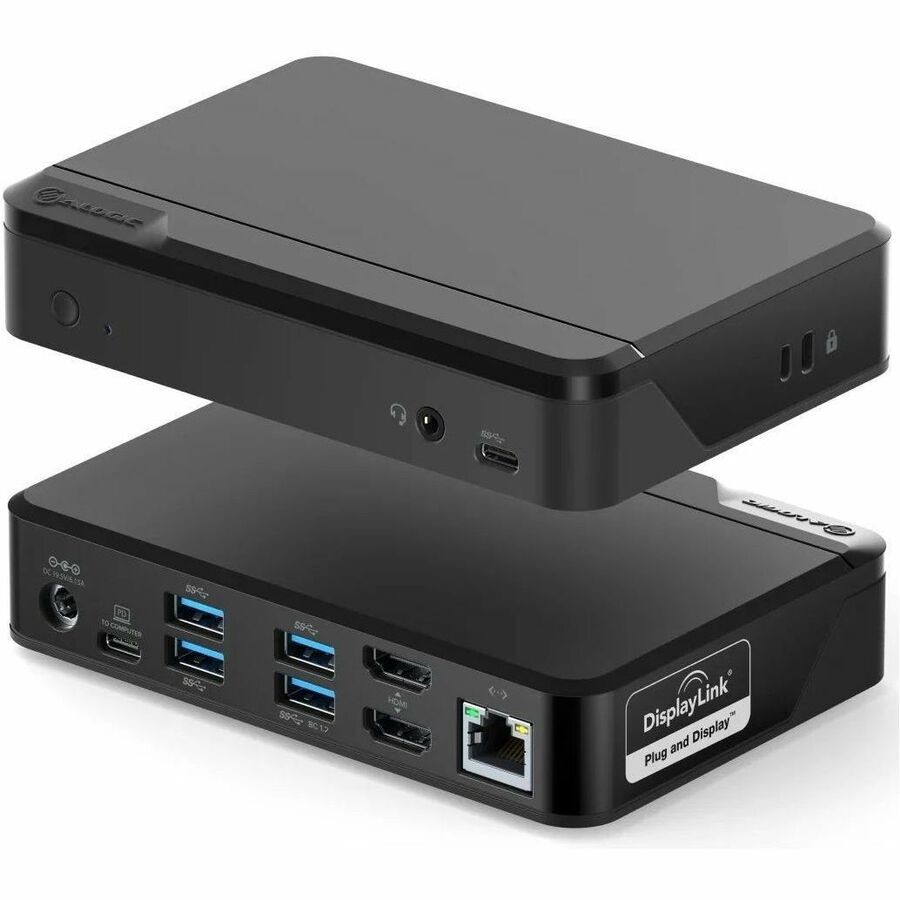 Alogic Universal Twin HD Pro USB Type C, USB Type A Docking Station for Notebook, Desktop PC - 100 W - Black - TAA Compliant