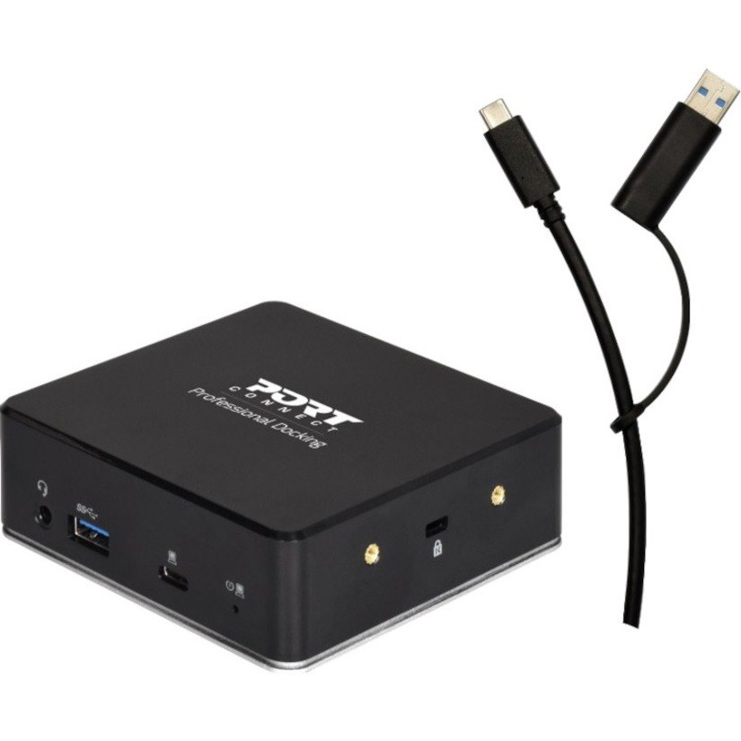 Port Connect USB 3.1 (Gen 1) Type A, USB 3.1 (Gen 1) Type C Docking Station for Mouse, Monitor, Scanner, Printer - 100 W - Black