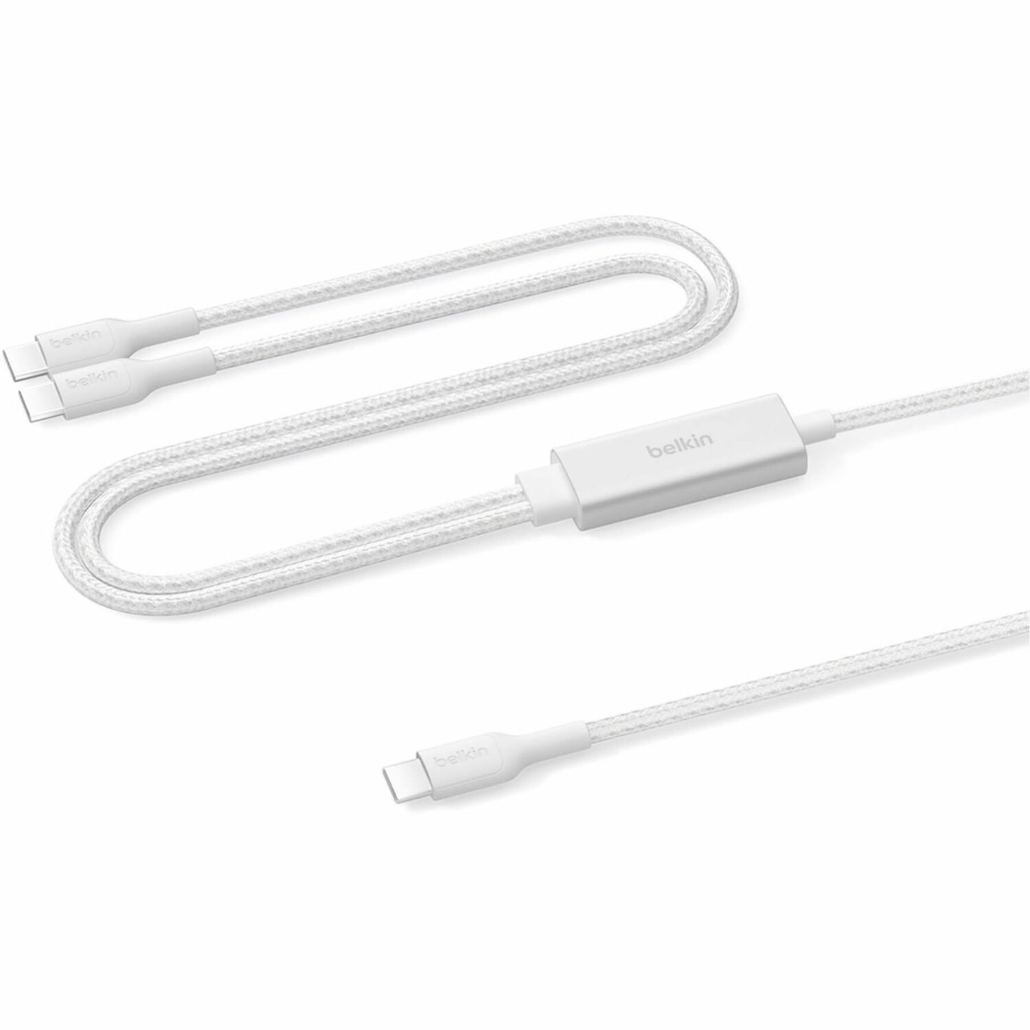 Belkin BoostCharge Pro Braided USB-C to Dual USB-C Cable (1.5M) - White (CAC004fq1.5MWH), 140W, 480Mbps, 350K+ Bends, Apple, 2 Years Warranty