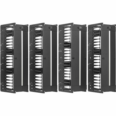 Eaton Tripp Lite Series High-Capacity Vertical Cable Manager - Deep Double Finger Duct with Cover, Double Sided, 12 in. Wide, Black, 7 ft. (2.2 m)