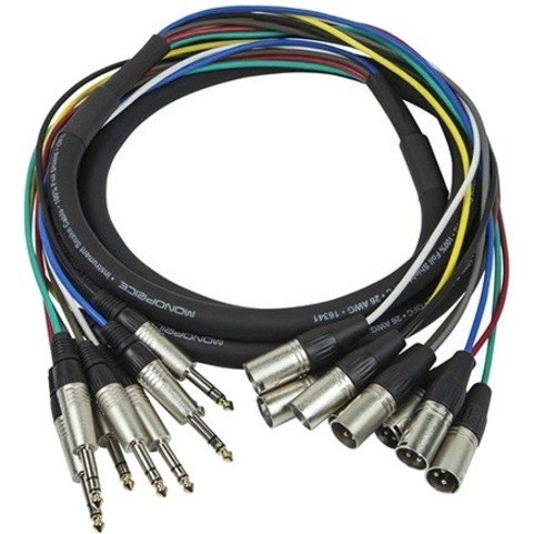Monoprice 3 Meter (10ft) 8-Channel 1/4inch TRS Male to XLR Male Snake Cable