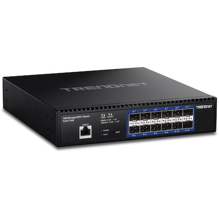 TRENDnet 12-Port 10G Layer 2 Managed SFP+ Switch, TL2-F7120, 12 x 10G SFP+ Ports, 240Gbps, Ethernet Splitter, NDAA & TAA Compliant, Lifetime Protection, Black