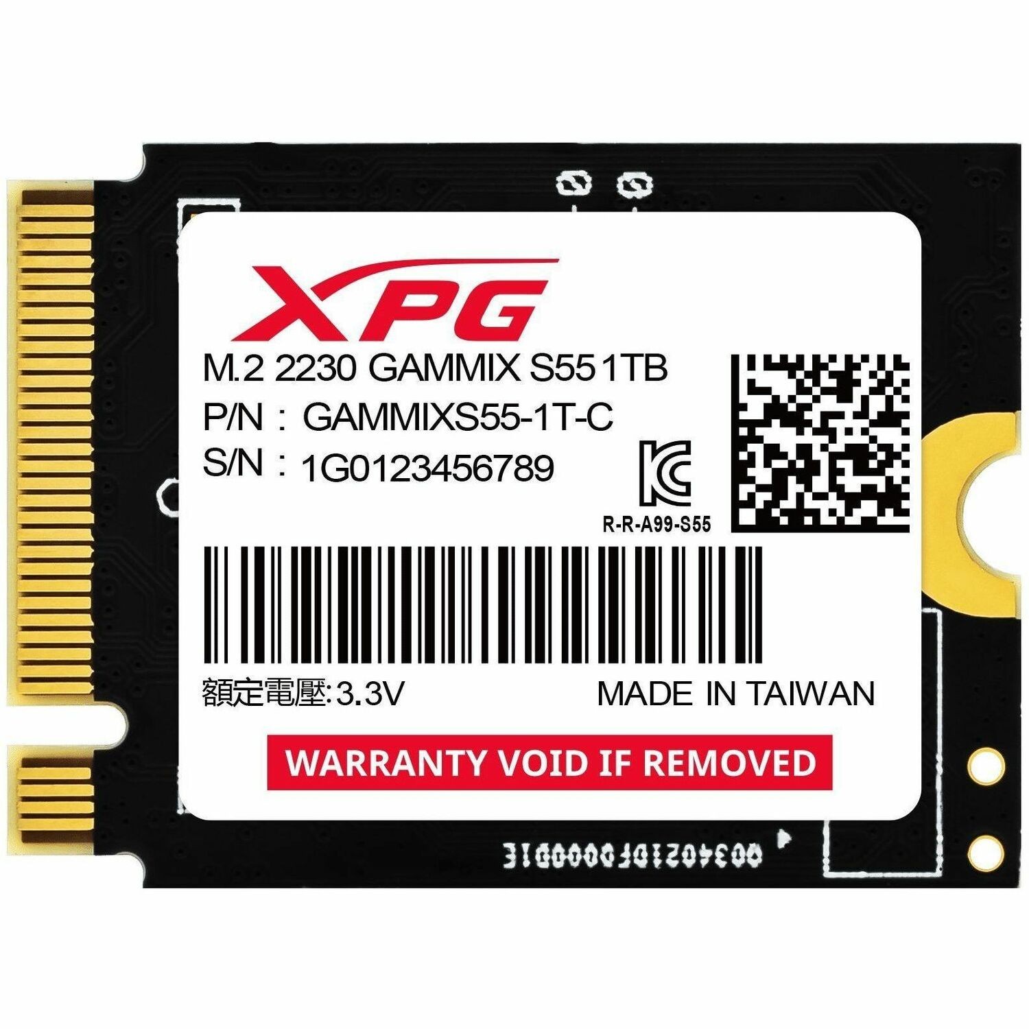 AData XPG Gammix S55 M.2 2230 1TB PCI-Express 4.0 X4 3D Nand Sgammixs55-1T-C