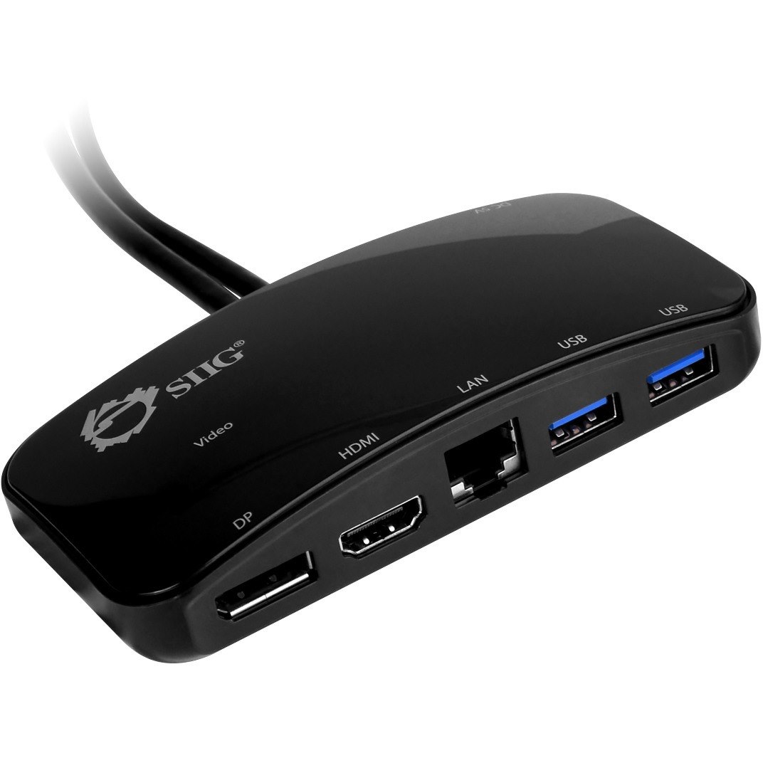 SIIG Mini-DP Video Dock with USB 3.0 LAN Hub - Black