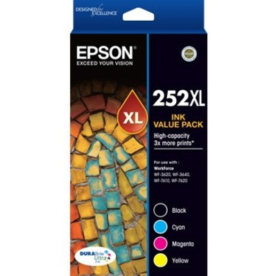 Epson DURABrite Ultra 252XL Original High Yield Inkjet Ink Cartridge - Value Pack - Black, Cyan, Magenta, Yellow - 4 / Pack