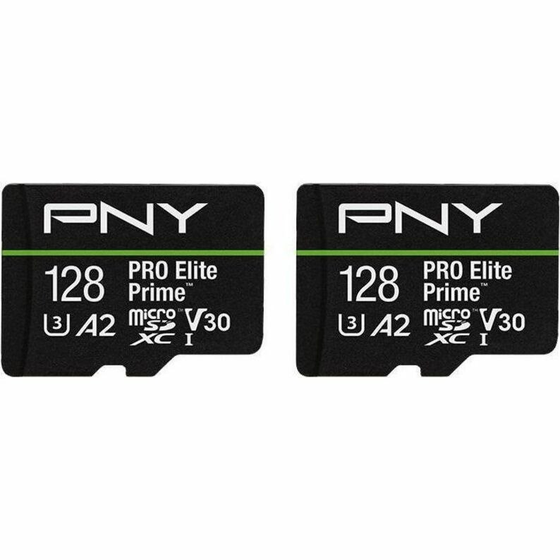 PNY PRO Elite Prime 128 GB Class 10/UHS-I (U3) V30 microSDXC - 2 Pack