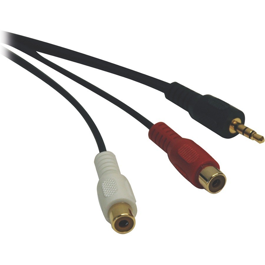 Eaton Tripp Lite Series 3.5 mm Mini Stereo to RCA Audio Y Splitter Adapter Cable (M/2xF), 6 in. (15.2 cm)