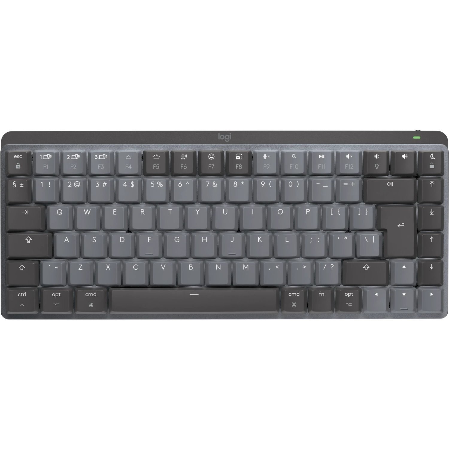 Logitech MX Mechanical Mini Keyboard - Wireless Connectivity - USB Type C Interface - LED - International - QWERTY Layout - Space Gray