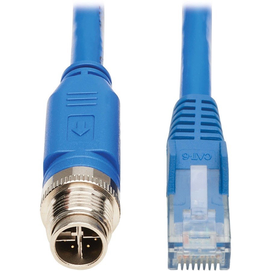 Eaton Tripp Lite Series M12 X-Code Cat6 1G UTP CMR-LP Ethernet Cable (M12 M/RJ45 M), IP68, PoE, Blue, 1 m (3.3 ft.), TAA