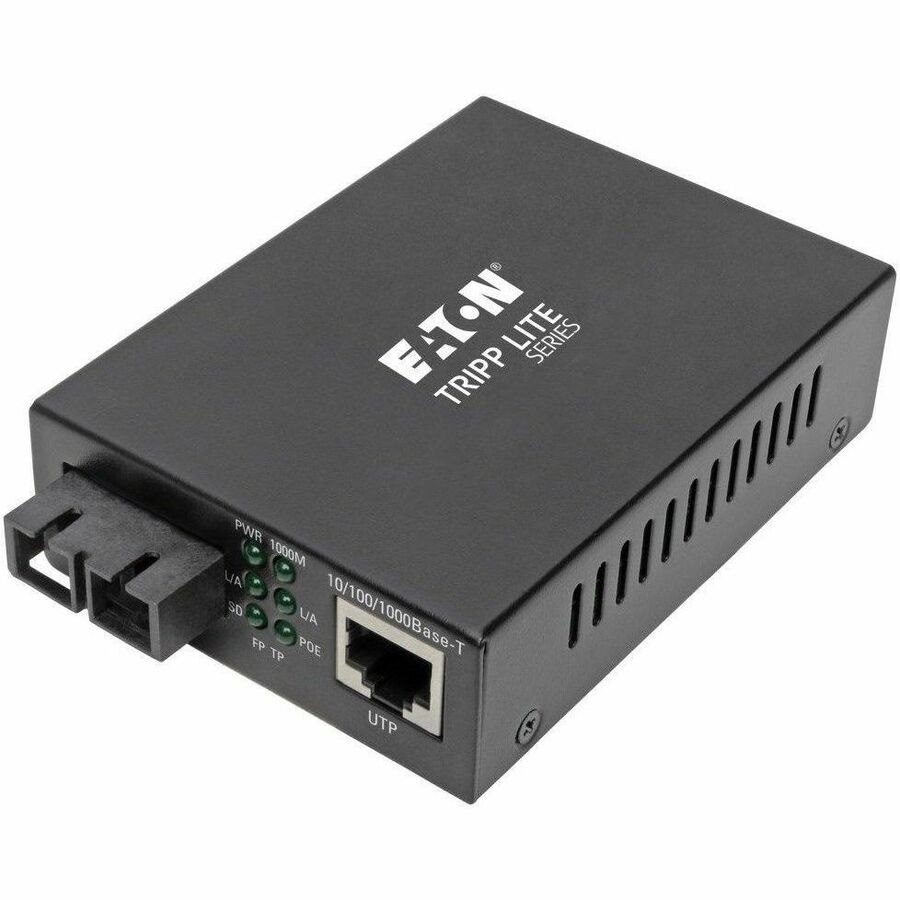 Eaton Tripp Lite Series Gigabit Singlemode Fiber to Ethernet Media Converter, POE+ - 10/100/1000 SC, 1310 nm, 20 km (12.4 mi.)