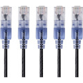 Monoprice 5-Pack, SlimRun Cat6A Ethernet Network Patch Cable, 14ft Black