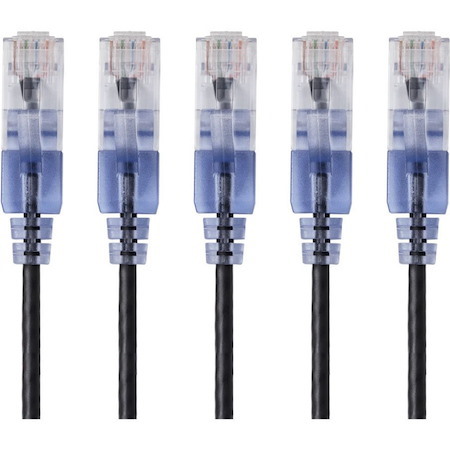 Monoprice 5-Pack, SlimRun Cat6A Ethernet Network Patch Cable, 14ft Black