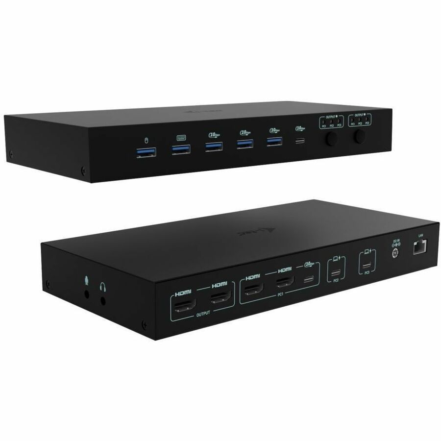 I-Tec Usb-C KVM Docking Station/For 3 Hosts Dual Display Power D