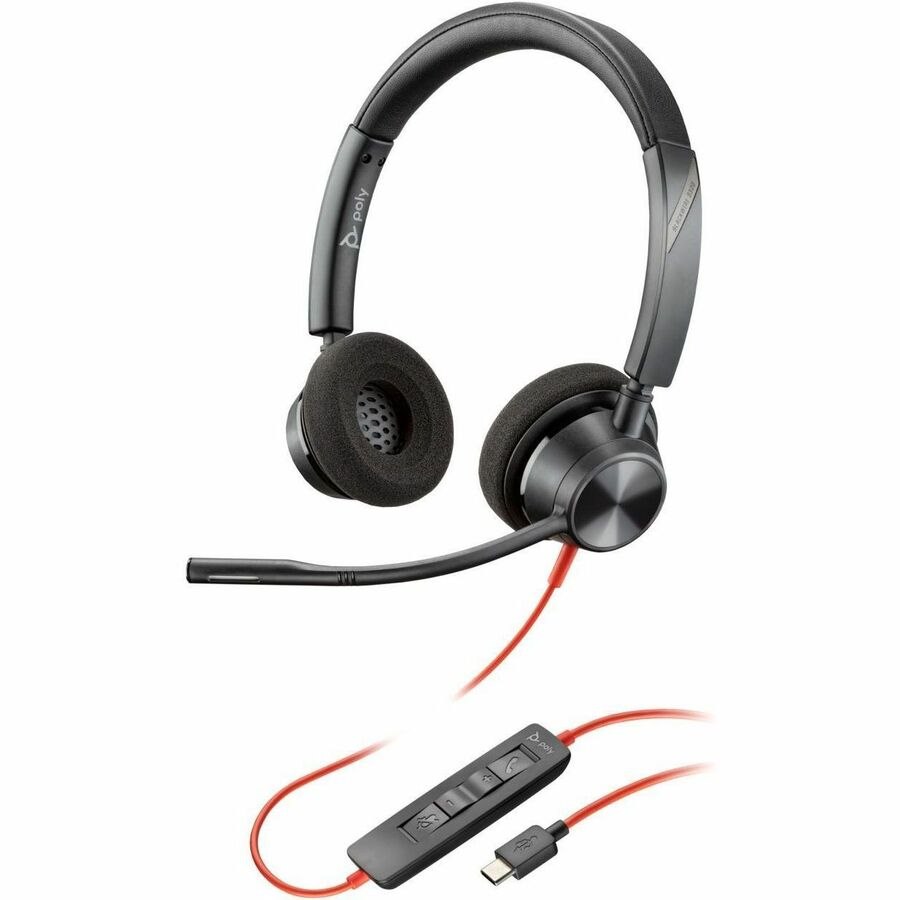 Poly Blackwire 3320 Wired On-ear Stereo Headset - Black