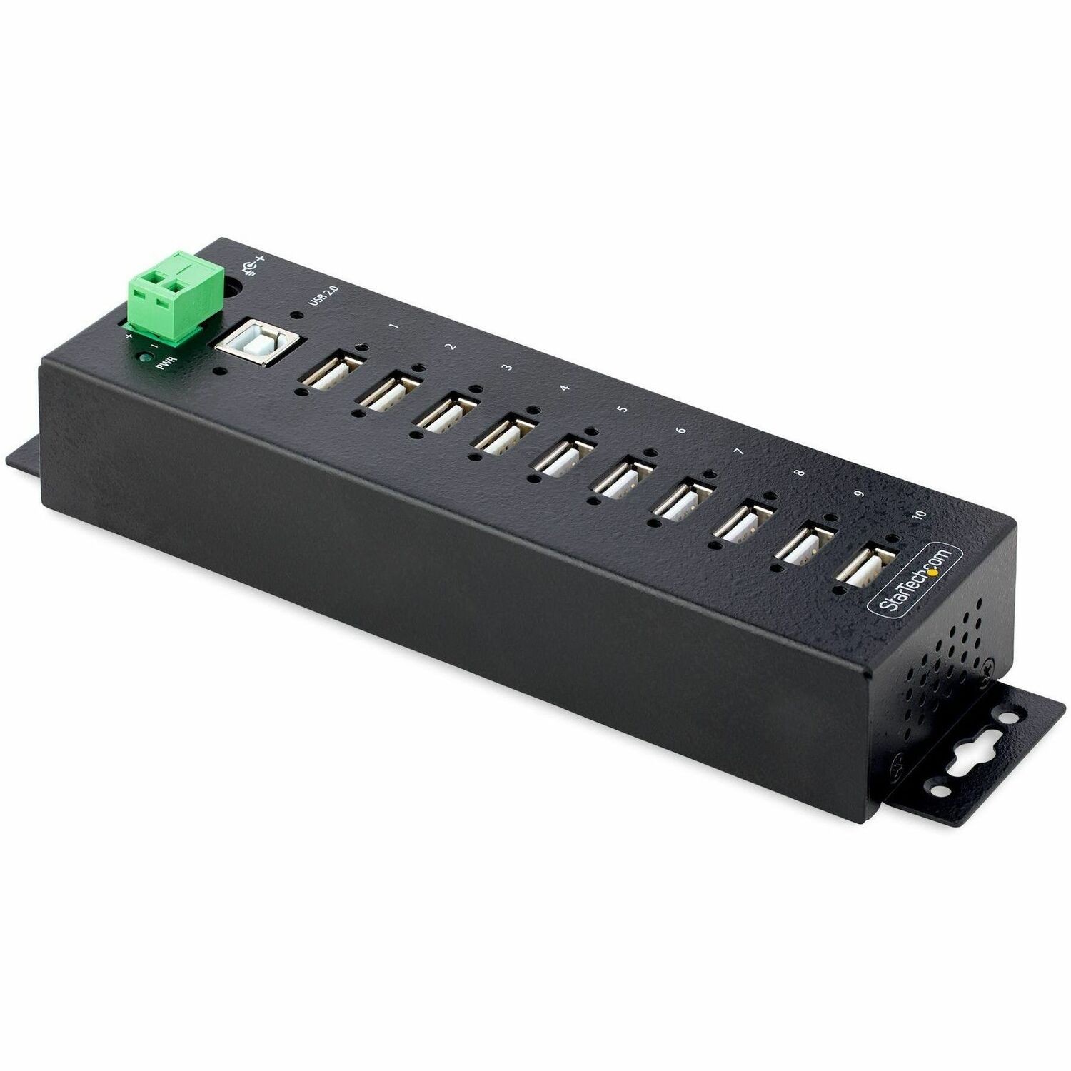 StarTech.com 10-Port Industri�le USB 2.0 Hub, USB Hub met ESD Level 4 Bescherming, Wand/Bureau-Monteerbare USB-A HUB, Heavy Duty USB Hub