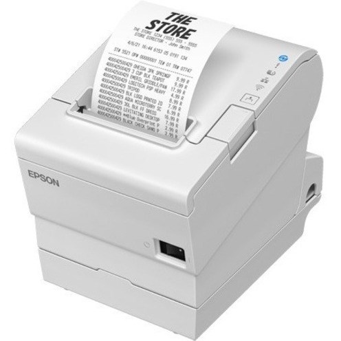 Epson TM-T88VII Direct Thermal Printer - Monochrome - Wall Mount - Receipt Print - Ethernet - USB - USB Host - EU - With Cutter - White