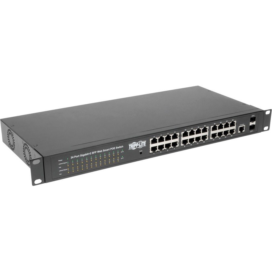 Tripp Lite by Eaton 24 10/100/1000Mbps Port Gigabit L2 Web-Smart Managed PoE+ Switch, 300W, 2 Dedicated Gigabit SFP Slots, 52 Gbps, Web Interface