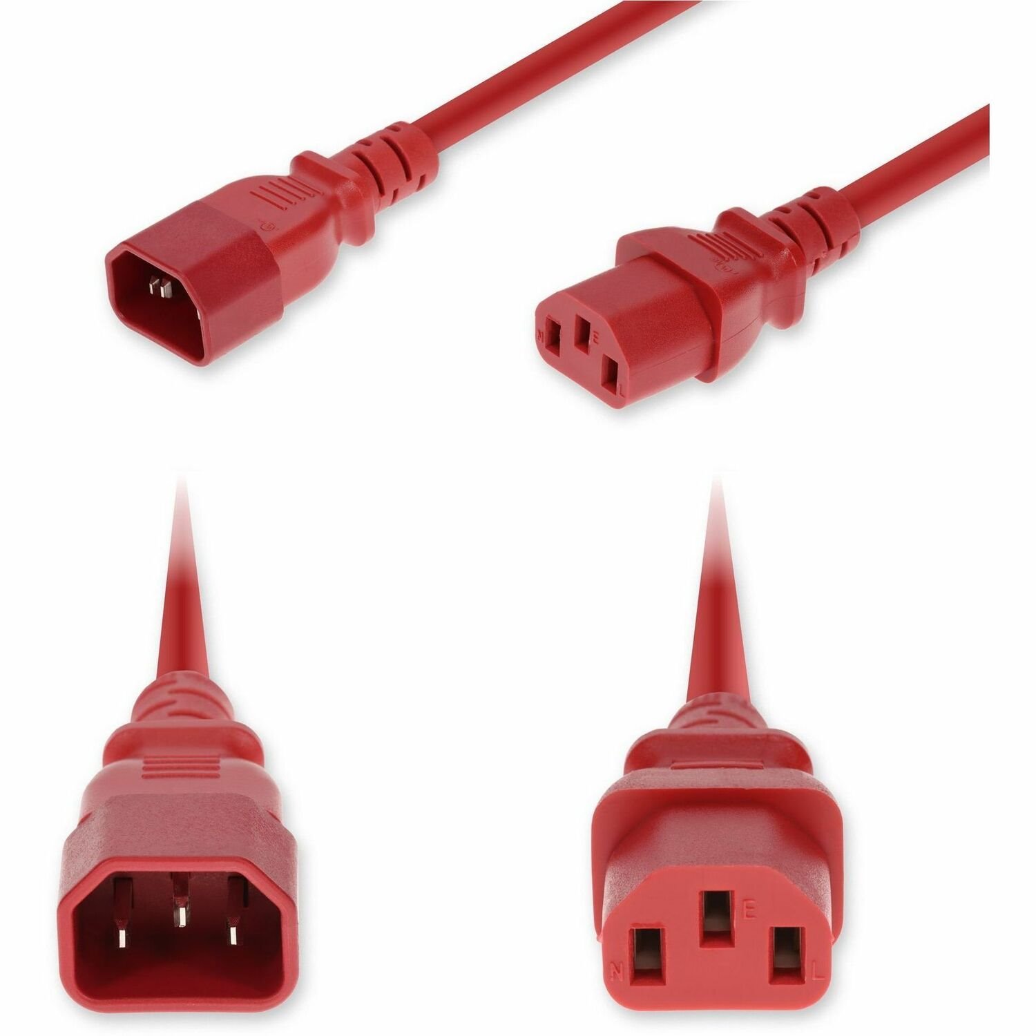 AddOn 6ft C14 Male to C13 Female Standard Commercial 14 AWG 250V at 15A PVC SJT (Service Junior Thermoplastic) Red Power Cable