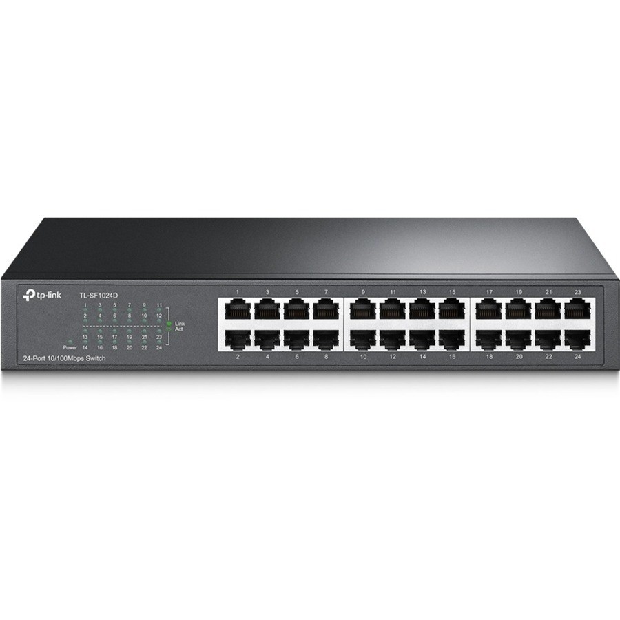 TP-LINK 24-PORT UNMANAGED SWITCH, DESKTOP/RACKMOUNT, 10/100(24), 13" STEEL CASE 5YR
