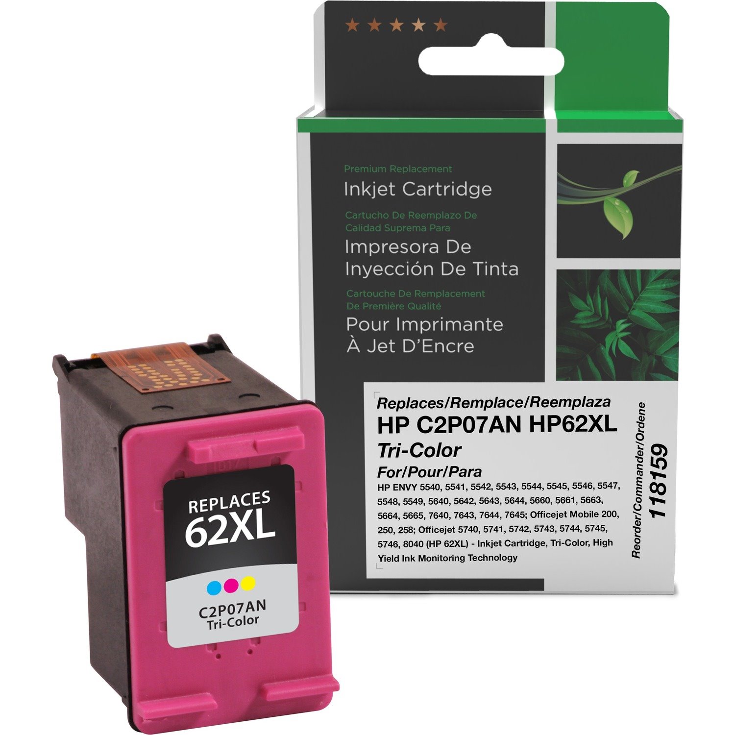 Clover Imaging Remanufactured High Yield Tri-Color Ink Cartridge for HP 62XL (C2P07AN)