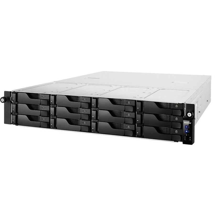 ASUSTOR 12-BAY NAS 3.5"/2.5"(0/12), XE QC-3.4GHz, 8GB, M.2(2), GbE(4), PCIe, RPS, 2RU, 5YR