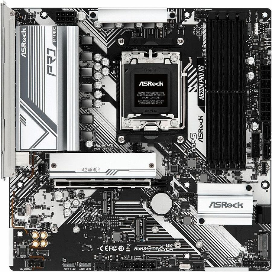 ASRock A620M Pro RS Gaming Desktop Motherboard - AMD A620 Chipset - Socket AM5 - Micro ATX