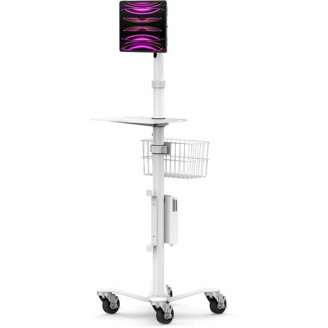 Compulocks Medical Rolling Cart with Invisible Universal Tablet Mount - Rise Freedom