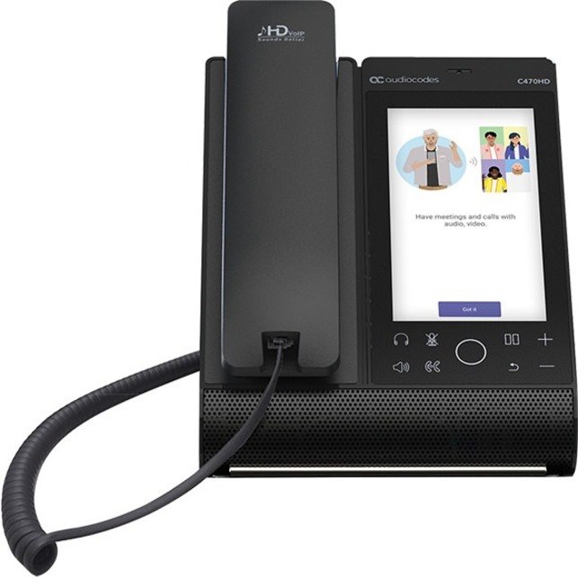 AudioCodes C470HD IP Phone - Corded - Corded/Cordless - Bluetooth, Wi-Fi - Desktop - Black