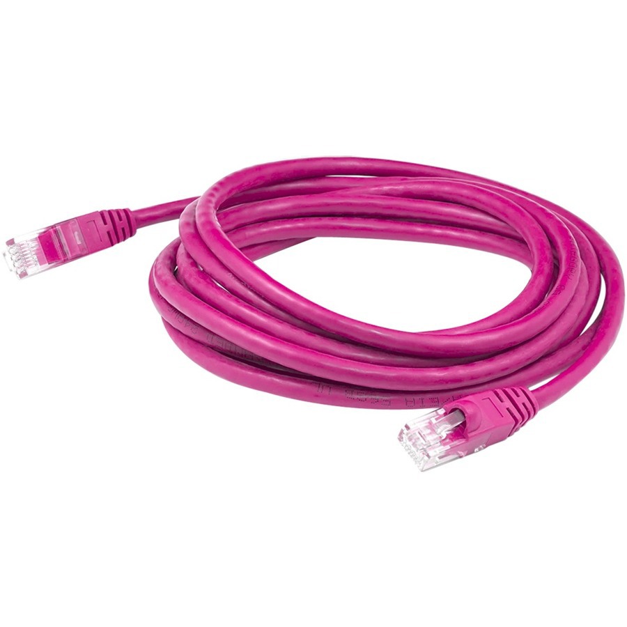AddOn 15ft Pink CAT 6 PVC Ethernet Cable Snagless Easy Clear Boot TAA RJ-45 M/M