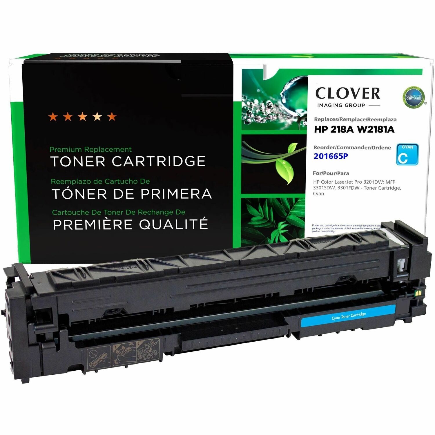Clover Remanufactured Cyan Toner Cartridge (New Chip) for HP 218A (W2181A)