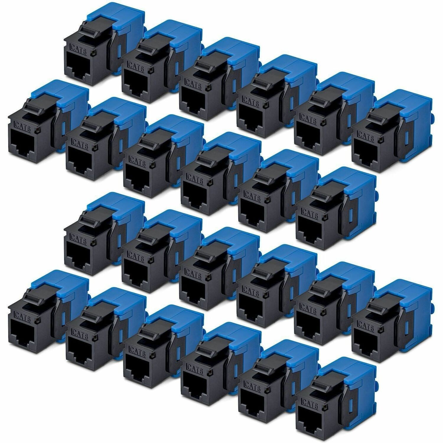 StarTech Cat6 Keystone Jack, 24-Pack RJ45 Ethernet Keystone Jacks, UTP Cat6 Wall Jack, 180-Degree Toolless, Black