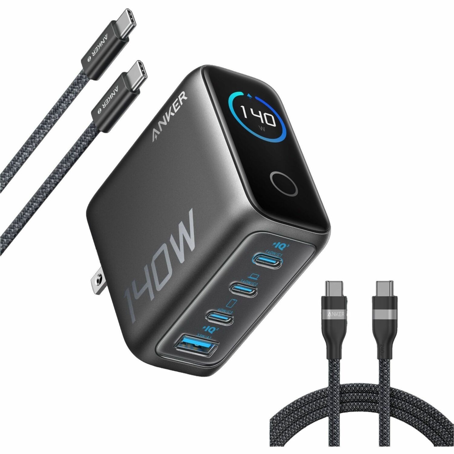 Anker Charger 140W 3 Usb-C 1 Usb-A Dark Gray