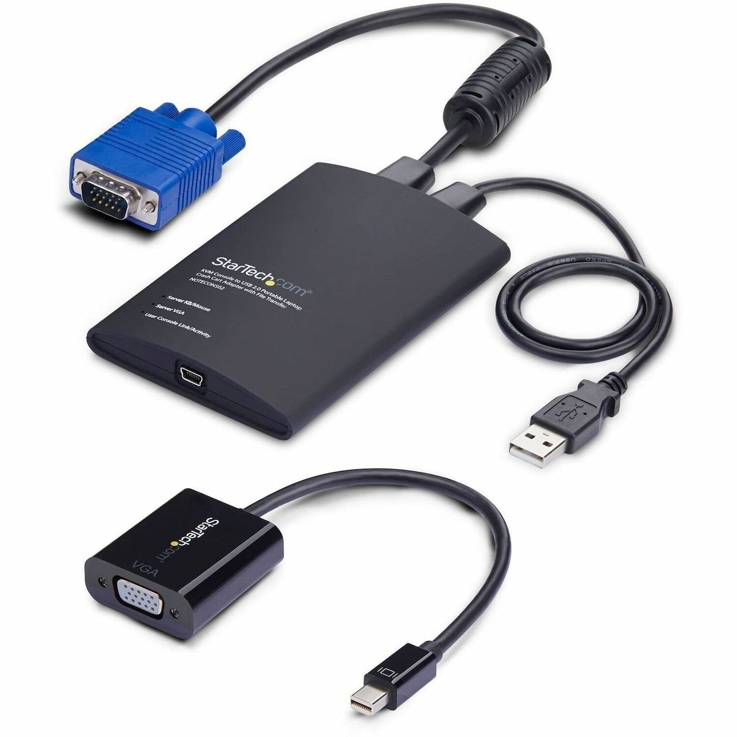StarTech.com Portable Laptop Crash Cart Adapter, USB/VGA/Mini DisplayPort KVM Console, File Transfer/Video Capture, TAA