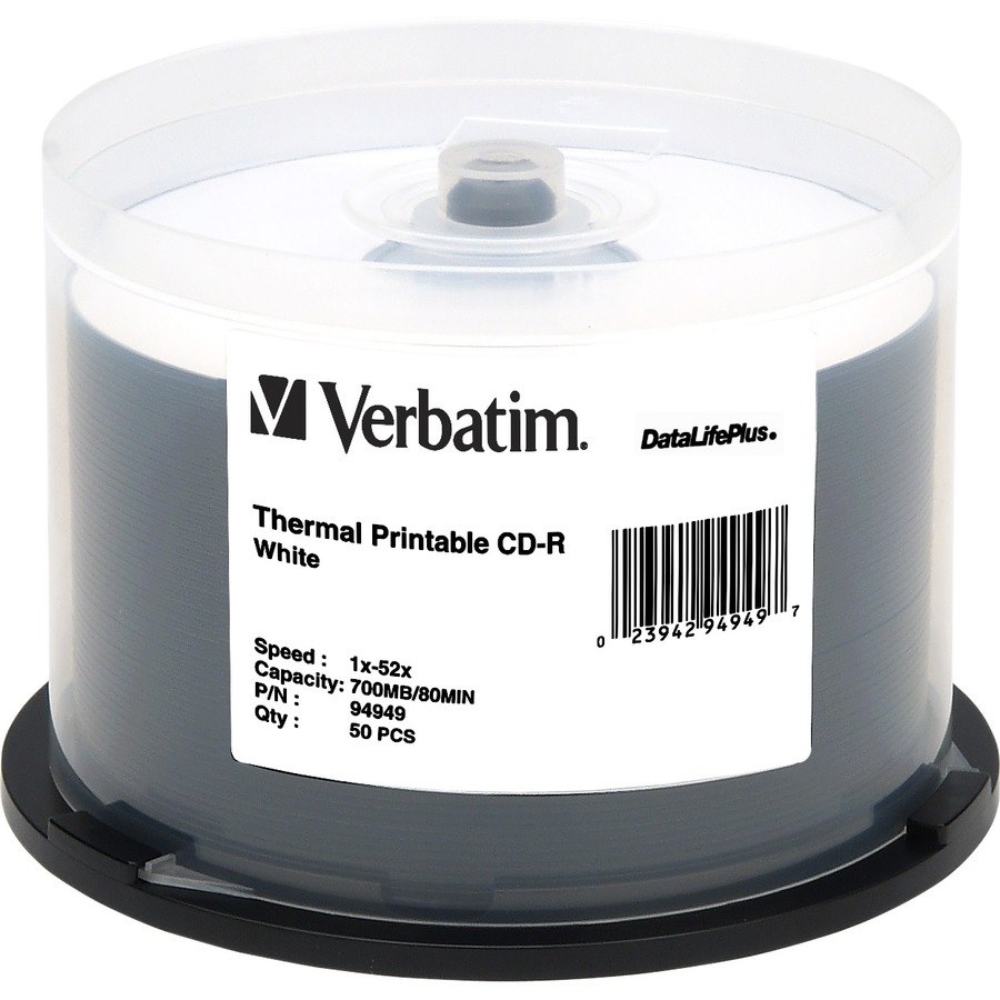 Verbatim DataLifePlus 94949 CD Recordable Media - CD-R - 52x - 700 MB - 50 Pack Spindle - White