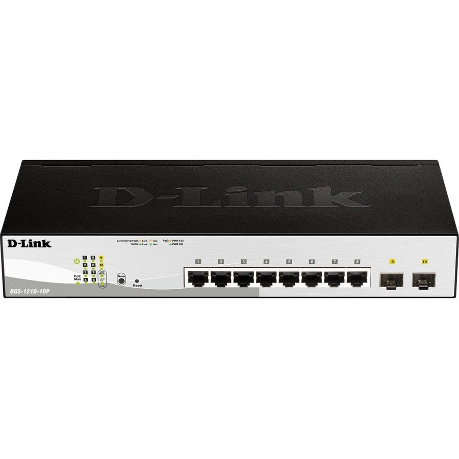 D-Link DGS-1210 DGS-1210-10MP 8 Ports Manageable Ethernet Switch - Gigabit Ethernet - 1000Base-T, 1000Base-X