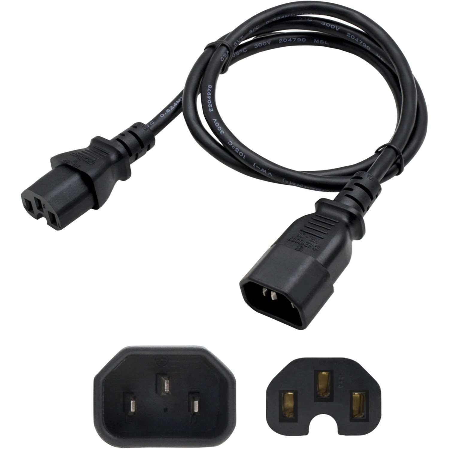 AddOn 8ft C14 Male to C15 Female 14AWG 100-250V at 15A Black Power Cable