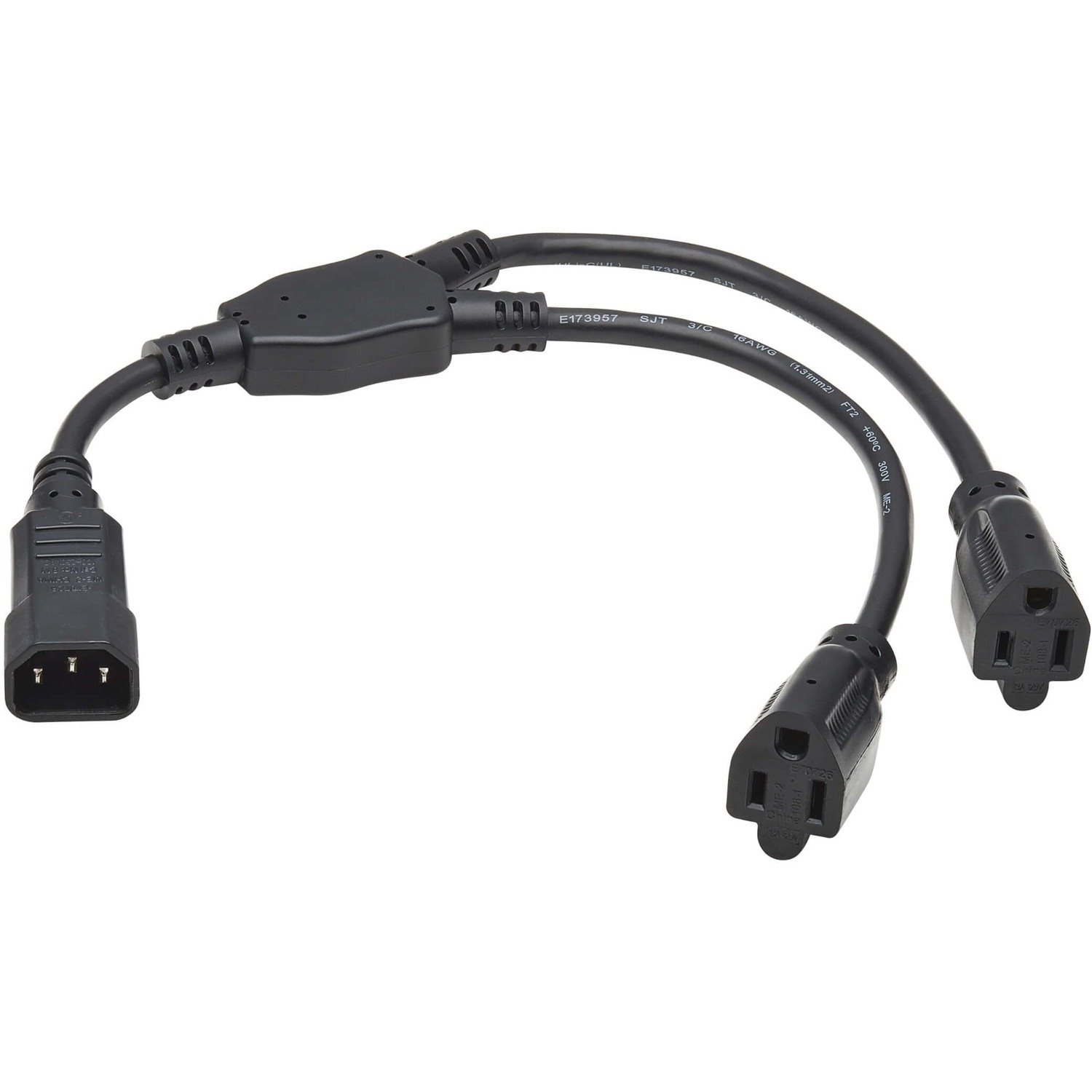 Eaton Tripp Lite Series Power Cord Y Splitter, C14 to 2x NEMA 5-15R - 13A, 125V, 16 AWG, 18 in. (46 cm), Black