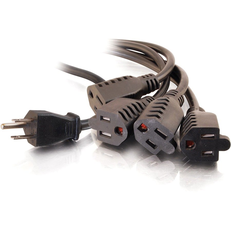 C2G 3ft 16 AWG 1-to-4 Power Cord Splitter (1 NEMA 5-15P to 4 NEMA 5-15R)