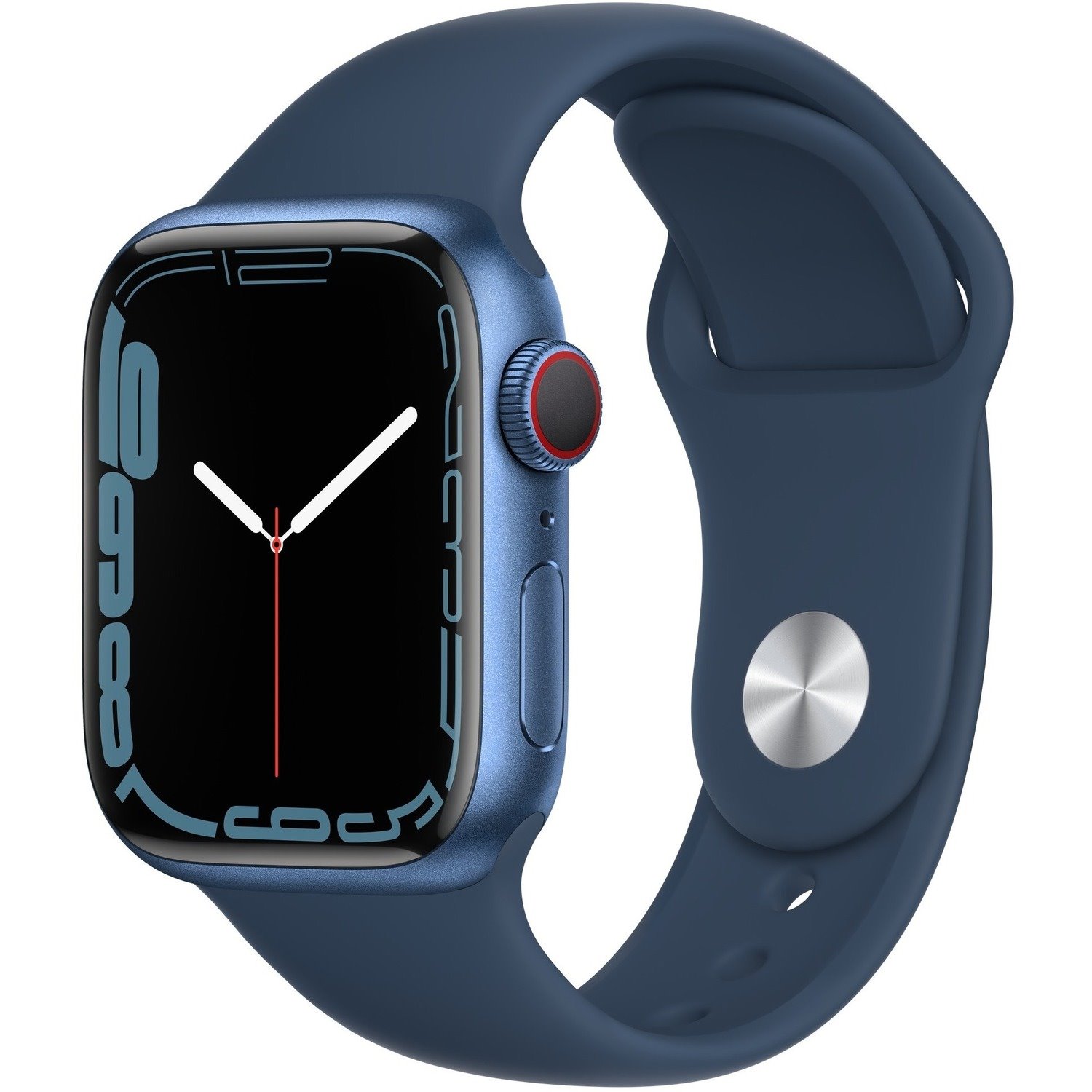 Apple Watch Series 7 Smart Watch - 41 mm Case Height - 35 mm Case Width - Blue Case Color - Abyss Blue Band Color - Glass Body Material - Aluminium Case Material - Fluoroelastomer Band Material - Wireless LAN - LTE, UMTS