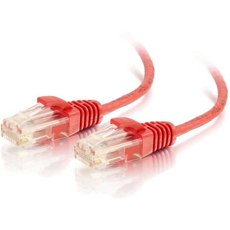 C2G 10ft Cat6 Snagless Unshielded (UTP) Slim Ethernet Cable - Cat6 Network Patch Cable - PoE - Red