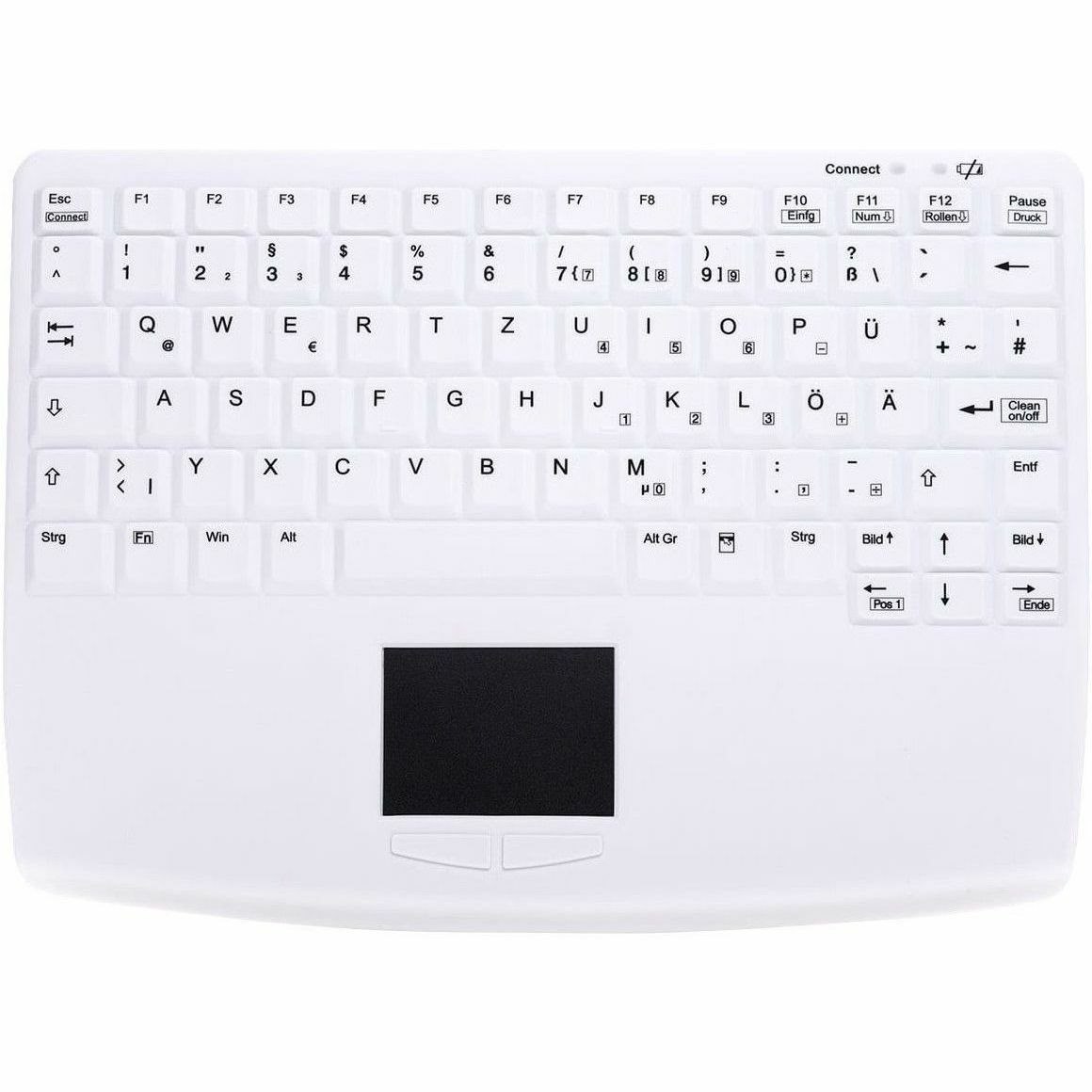 Active Key Keyboard - Wireless Connectivity - USB Type A Interface - TouchPad - German - White