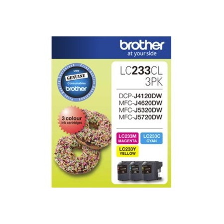 Brother LC233CL3PK Original Standard Yield Inkjet Ink Cartridge - Magenta, Cyan, Yellow - 3 / Pack